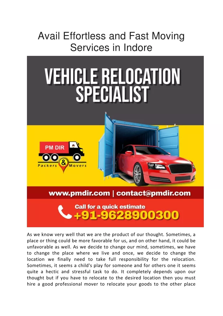 avail effortless and fast moving services