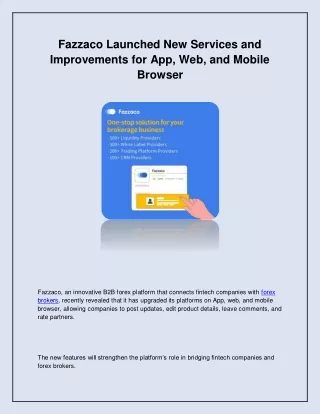fazzaco launched new services and improvements