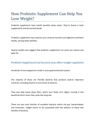 How Probiotic Supplement Can Help You Lose Weight?