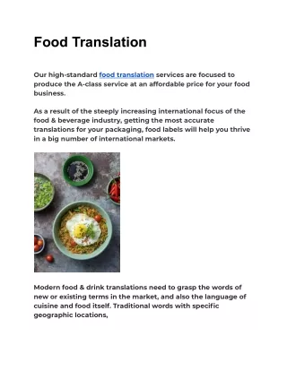 Food Translation