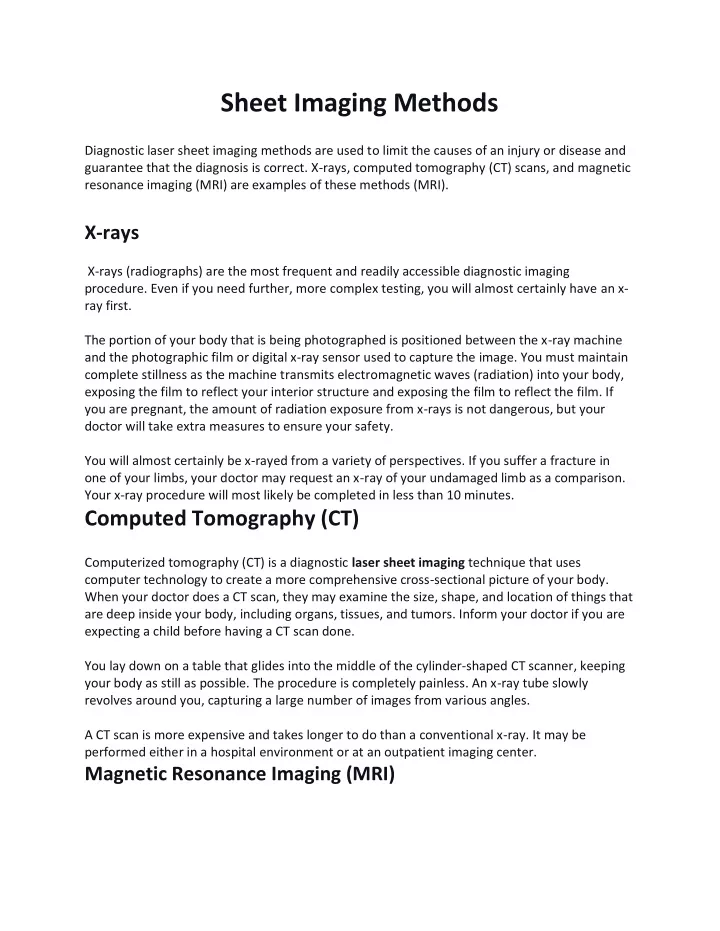 sheet imaging methods