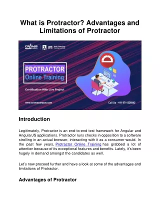what is protractor advantages and limitations