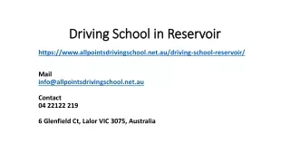 Driving School in Reservoir