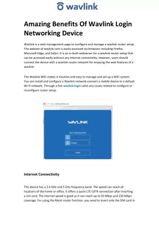 Amazing Benefits Of Wavlink Login Networking Device
