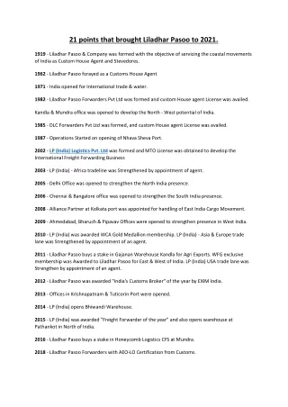 21 points that brought liladhar pasoo to 2021