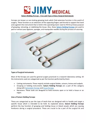 Suture Holding Forceps – Uses and Types of these Surgical Instruments
