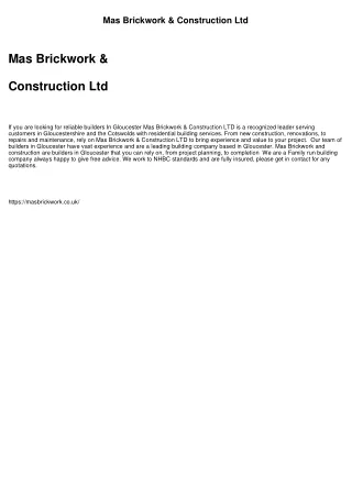 Mas Brickwork & Construction Ltd