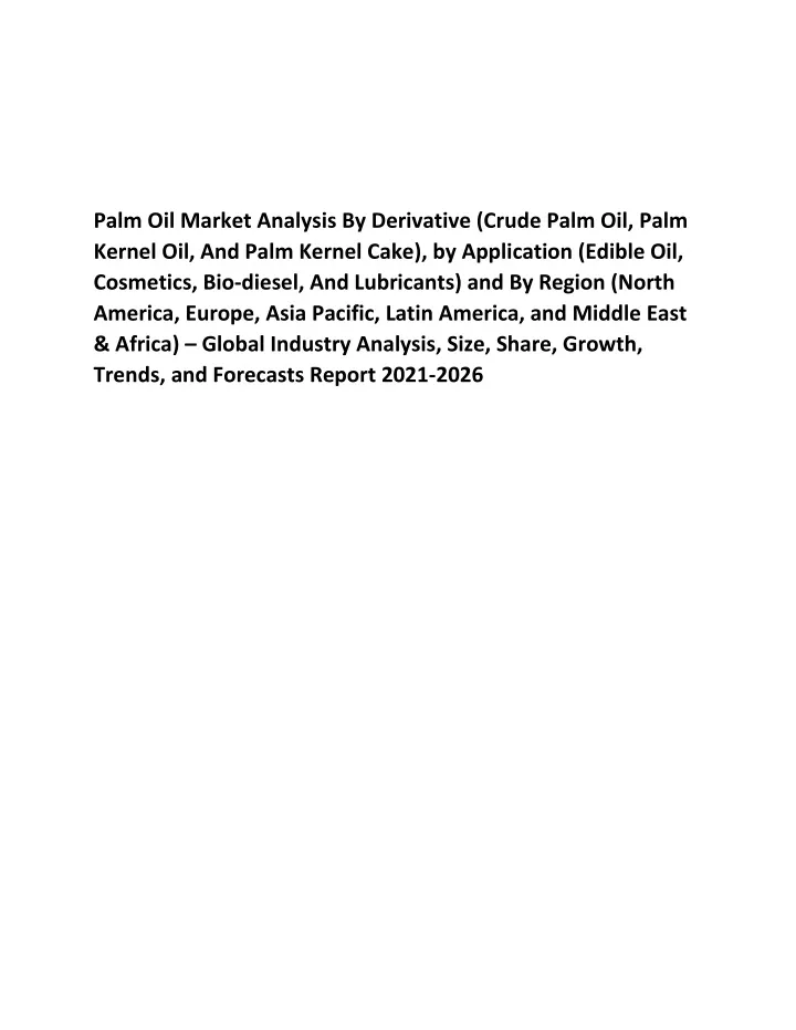 palm oil market analysis by derivative crude palm