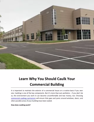 Learn Why You Should Caulk Your Commercial Building