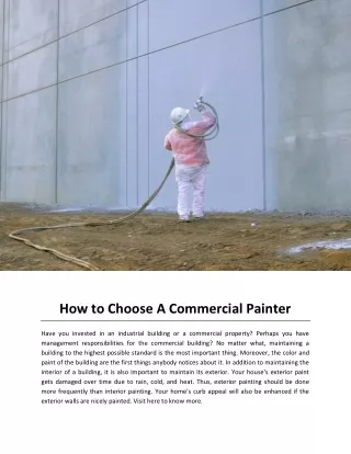 How to Choose A Commercial Painter