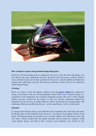 how to improve orgone energy human being living