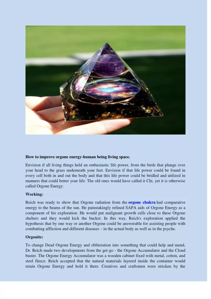 how to improve orgone energy human being living