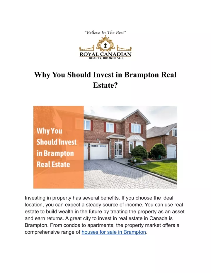 why you should invest in brampton real estate