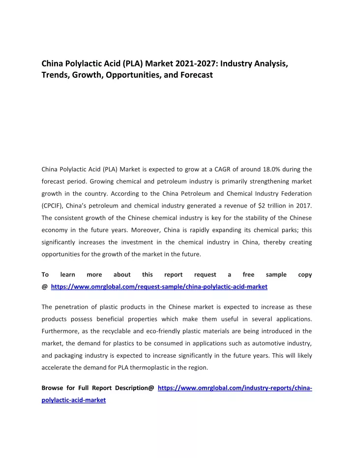 china polylactic acid pla market 2021 2027