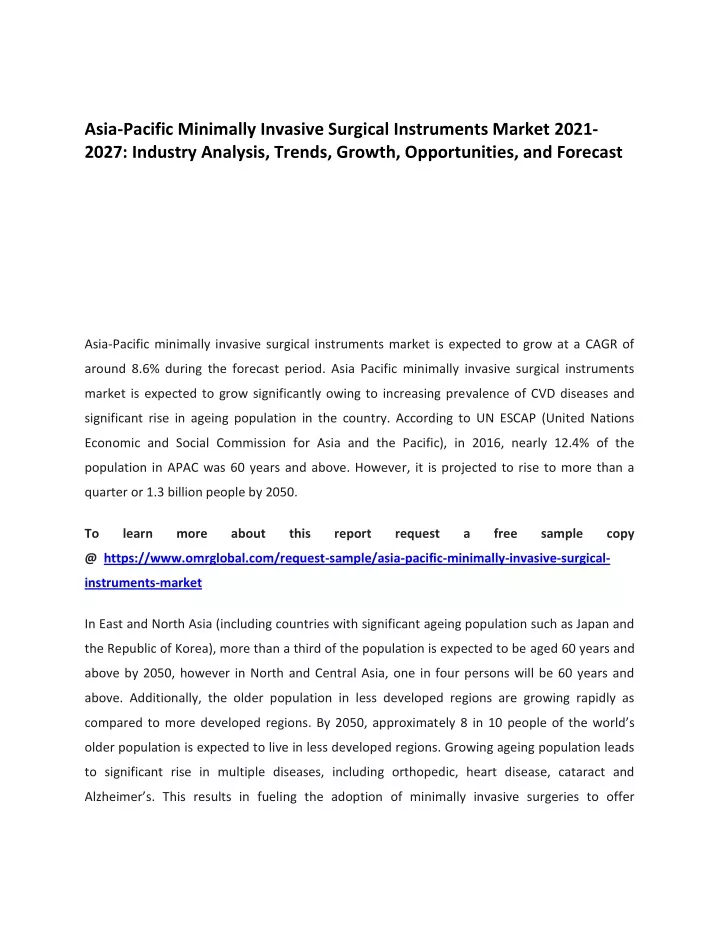 asia pacific minimally invasive surgical