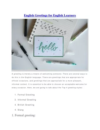 english greetings for english learners