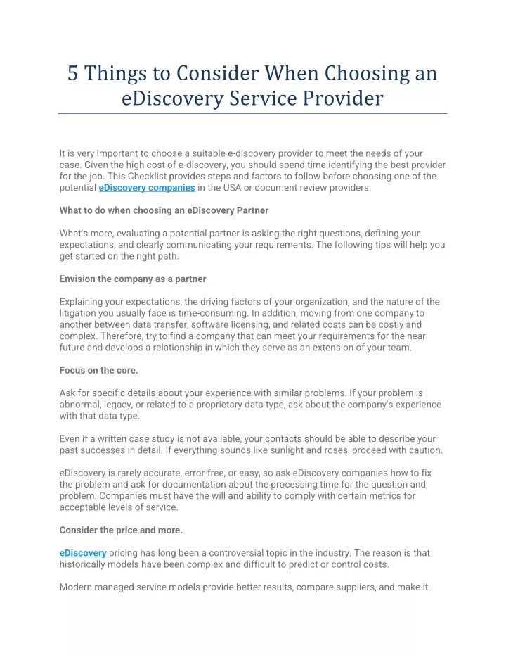 5 things to consider when choosing an ediscovery