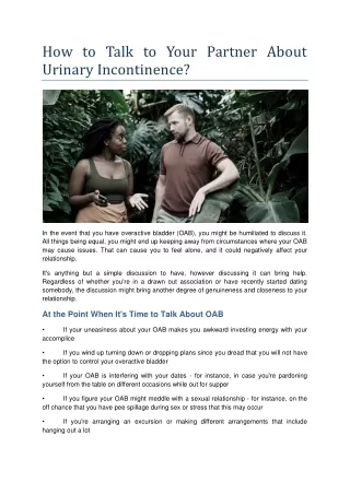 how to talk to your partner about urinary