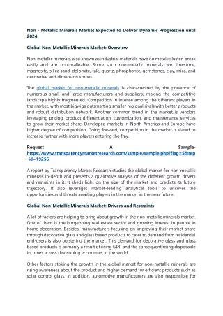 non metallic minerals market expected to deliver