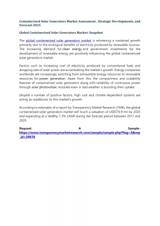 containerized solar generators market assessment