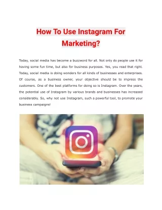 How To Use Instagram For Marketing?