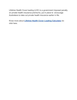 lifetime health cover loading lhc is a government