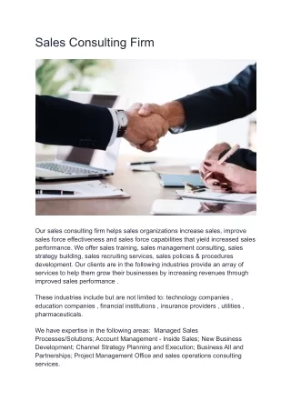 Sales Consulting Firm