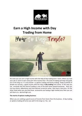 Earn a High Income with Day Trading from Home- BearBullTraders