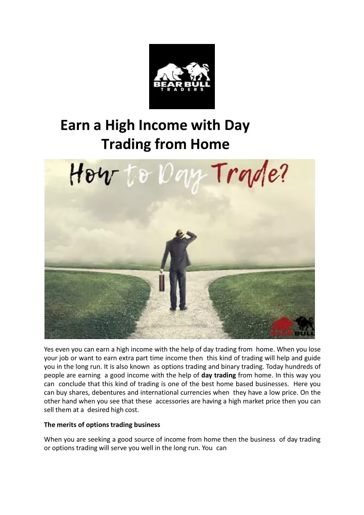 earn a high income with day trading from home