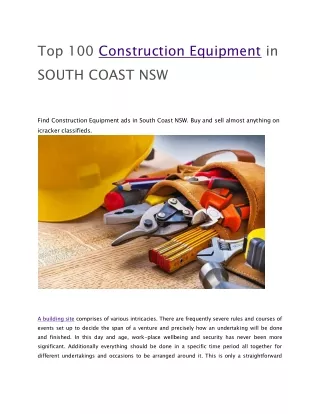 Top 100 Construction Equipment in SOUTH COAST NSW pdf