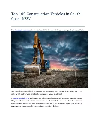 Top 100 Construction Vehicles in South Coast NSW pdf