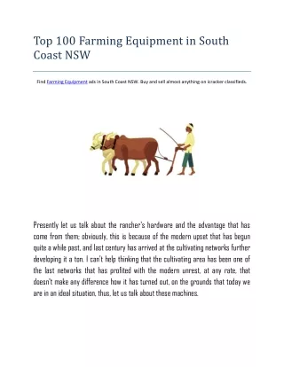 Top 100 Farming Equipment in South Coast NSW pdf