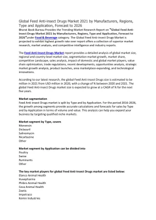 global feed anti insect drugs market 2021