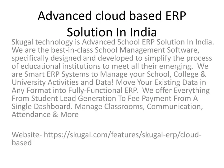advanced cloud based erp solution in india