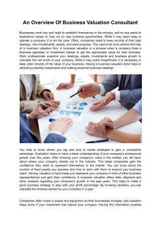 an overview of business valuation consultant
