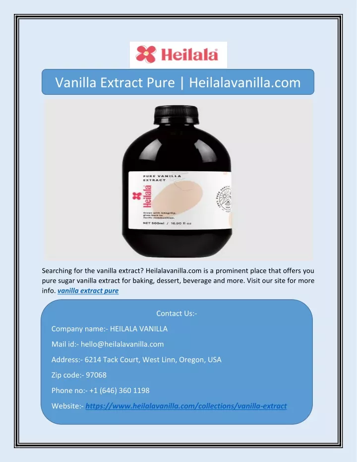 vanilla extract pure heilalavanilla com