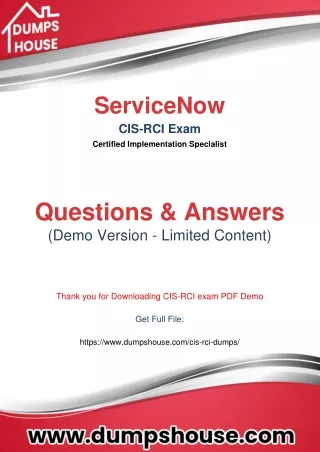 ServiceNow CIS-RCI Dumps PDF Format