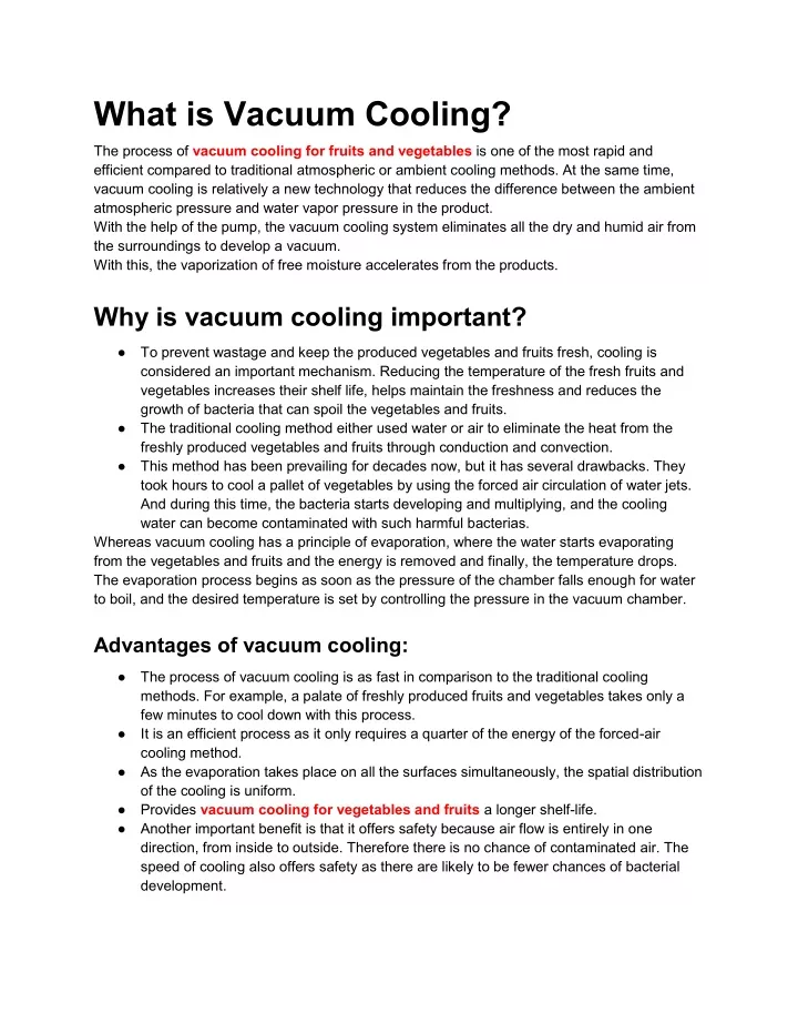 what is vacuum cooling