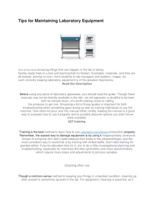 Tips for Maintaining Laboratory Equipment