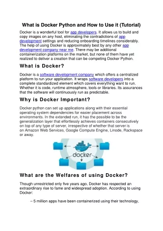 what is docker python and how to use it tutorial