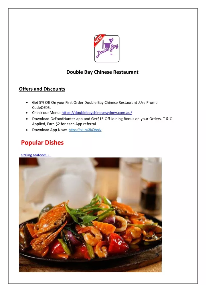 double bay chinese restaurant offers