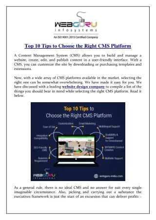 top 10 tips to choose the right cms platform