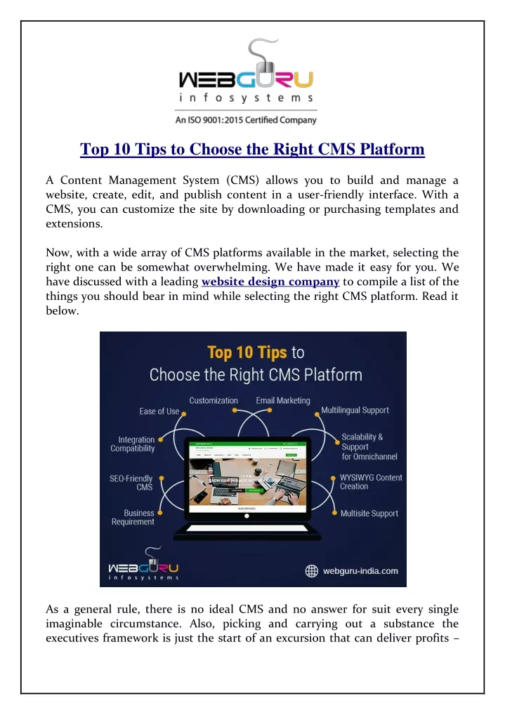 top 10 tips to choose the right cms platform