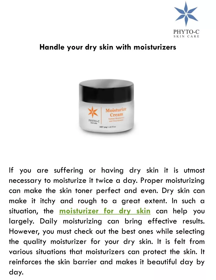 handle your dry skin with moisturizers