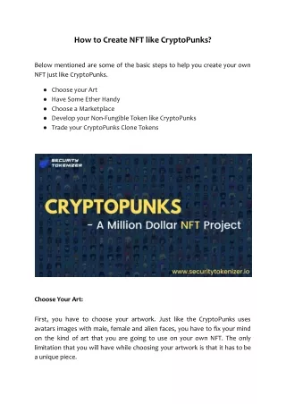 how to create nft like cryptopunks