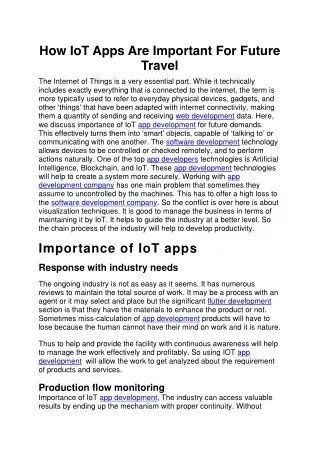 how iot apps are important for future travel