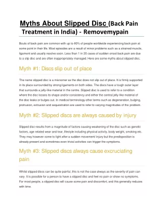 Myths About Slipped Disc