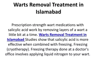 Warts Removal Treatment in Islamabad