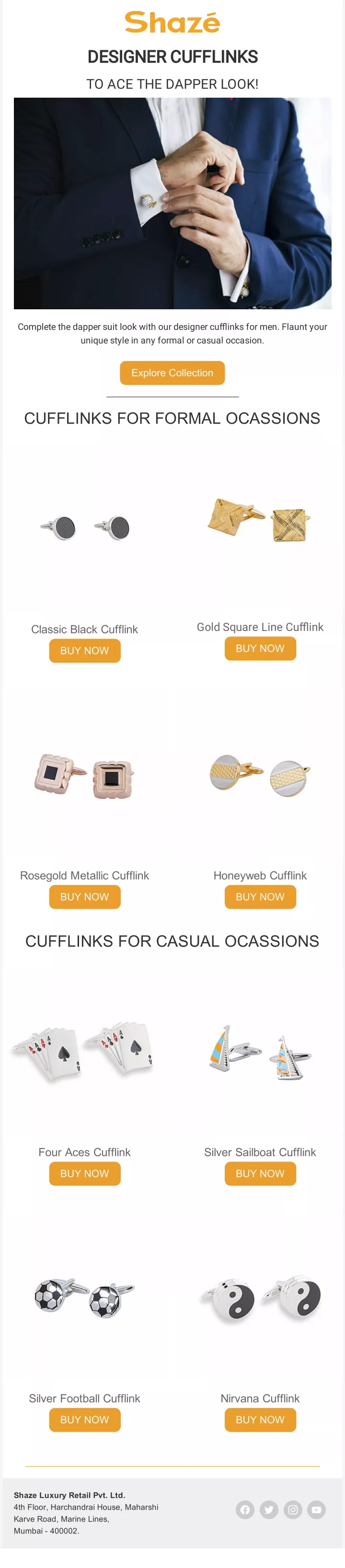 designer cufflinks