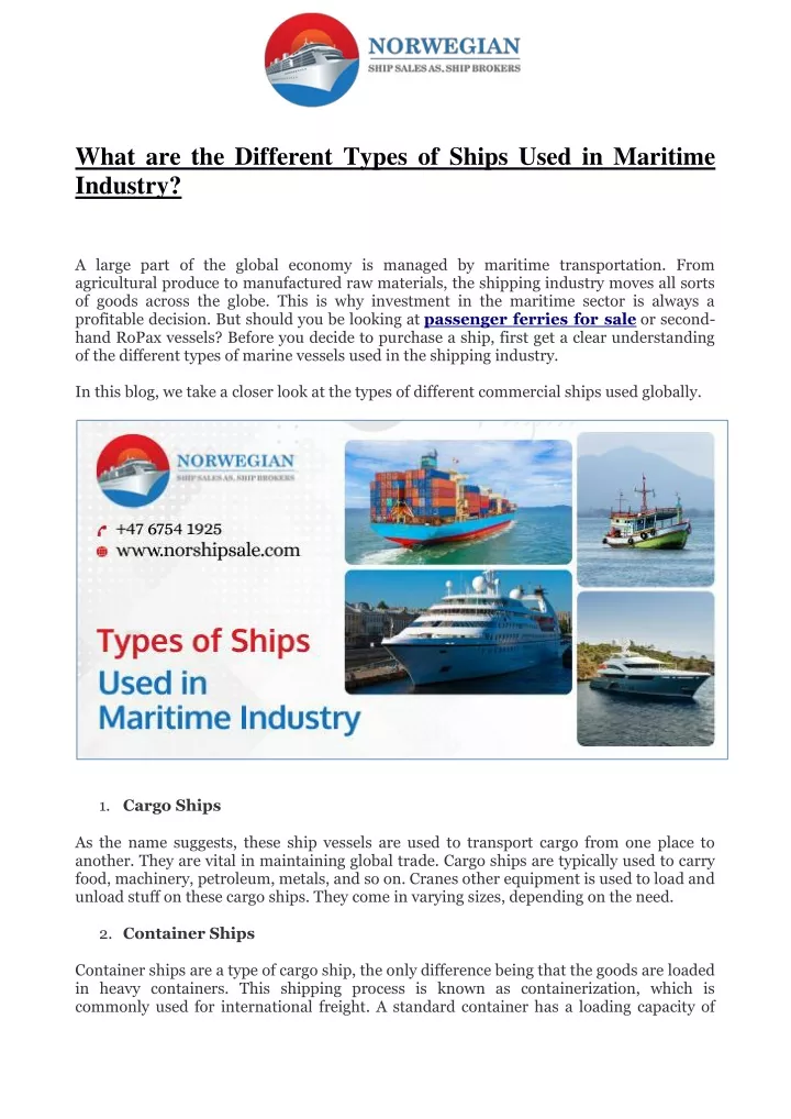 what are the different types of ships used